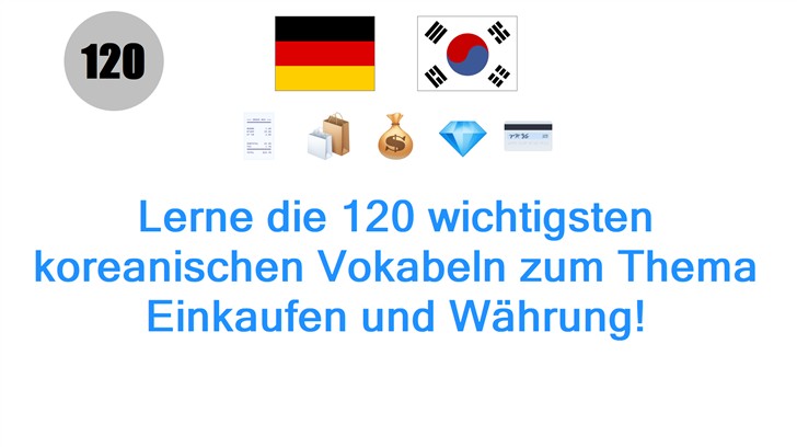 Lerne die 120 wichtigsten koreanischen Vokabeln zum Thema Einkaufen und Währung!